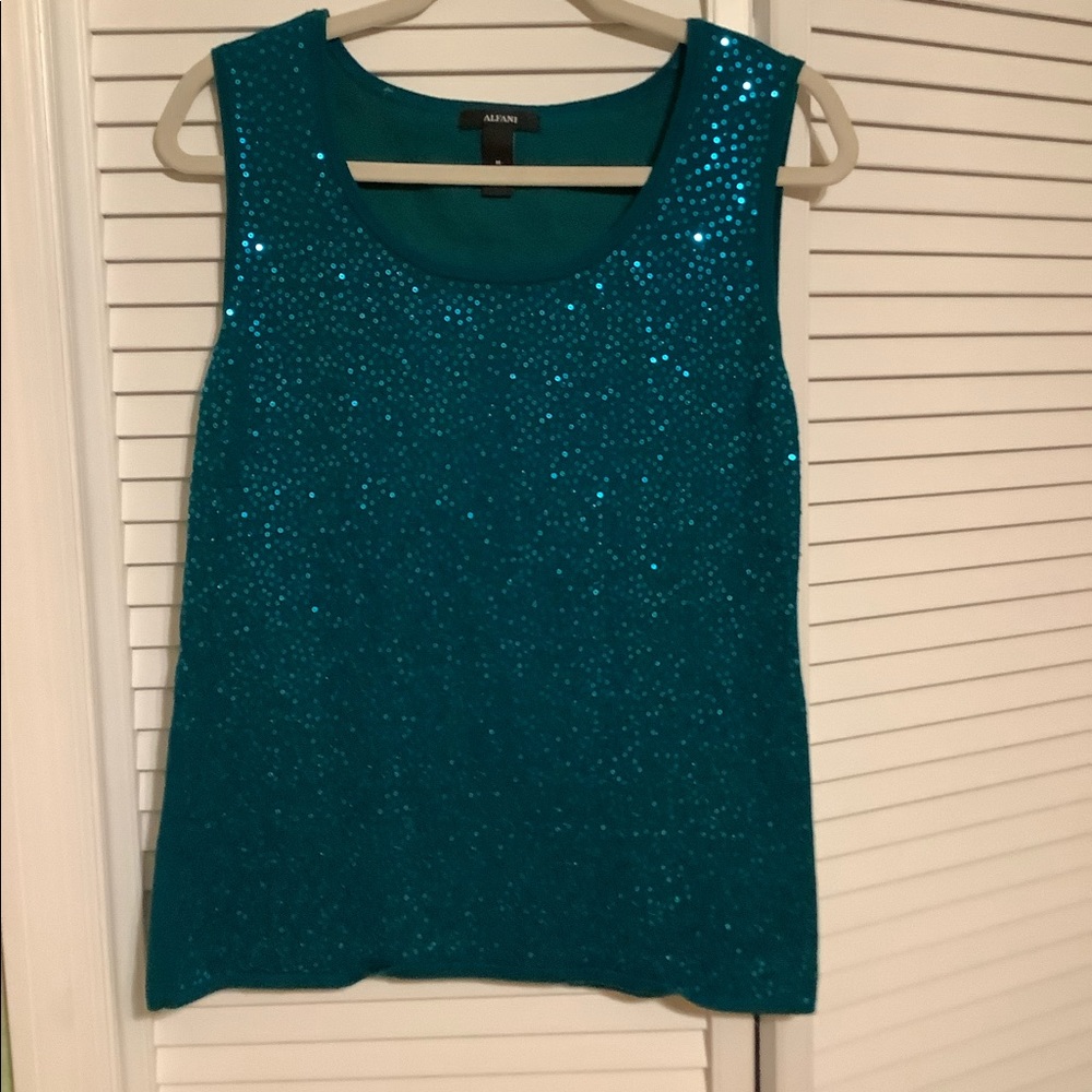 Green sequined sleeveless sweater